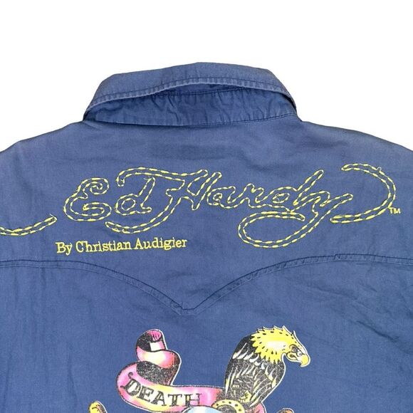 Vintage Y2K Ed Hardy x Christian Audigier Embroidered Dress Shirt - Size XXL - Picture 2 of 9
